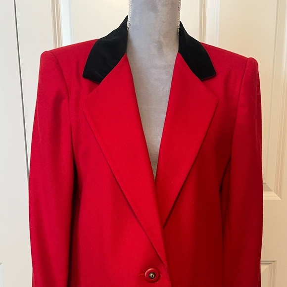 100% Wool Vintage 80's Sag Harbor Red Women's Blazer Suit Jacket Size‎ 10P - Picture 2 of 9